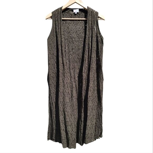 Lularoe Women's Lace Long Vest Duster Olive Green Fairycore Small - Picture 1 of 5